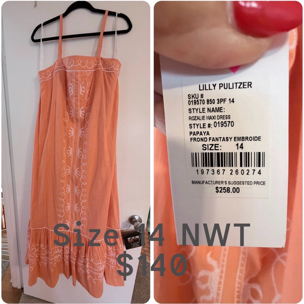 Lilly Pulitzer Papaya Maxi Dress with White Embroidery